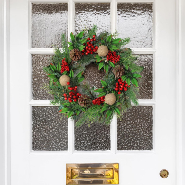 Christmas Wreath for Front Door,20 Inch Christmas Wreath Decorations with Wintry Pine, Decorated with Pine Cones, Berry Clusters, Frosted Branches for for Home Wall Window Porch Indoor Outdoor Decor Christmas Wreath for Front Door,20 Inch Christmas Wreath Decorations with Wintry Pine, Decorated with Pine Cones, Berry Clusters, Frosted Branches for for Home Wall Window Porch Indoor Outdoor Decor
