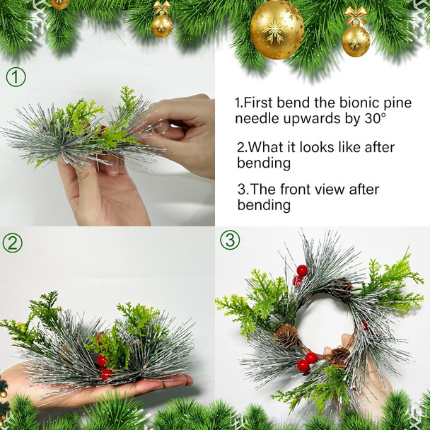 4 PCS Christmas Candle Rings, Red Berry and Pinecone Xmas Wreath Christmas Kitchen Cabinet Wreaths Pillars Table Centerpieces Hanging Garlands for Christmas Front Door Window Chair Wall Decor