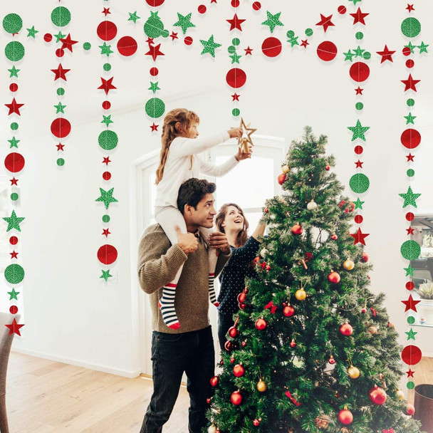 Red and Green Glitter Grinches Christmas Hanging Garland Grinches Christmas Banner Grinches Christmas Garland for Grinches Whoville Christmas Decorations, Xmas Holiday Mantle Fireplace Home Decor