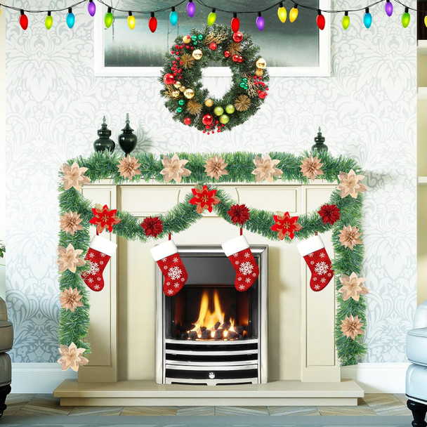 50 Foot Garland for Christmas Decorations, Non-lit Green Soft Christmas Garland for Outdoor or Indoor Use, Artificial Greenery Garland for Holiday Home Stairs Fireplaces Decor 50 Foot Garland for Christmas Decorations, Non-lit Green Soft Christmas Garland for Outdoor or Indoor Use, Artificial Greenery Garland for Holiday Home Stairs Fireplaces Decor