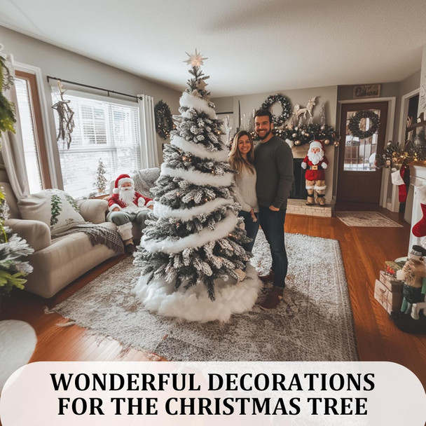 Christmas Faux Fur Trim,White Fur Garland for Christmas,Used for Decorating Christmas Trees, DIY Making Christmas Hats, Christmas Party Costume Decoration (White, 20 feet.)