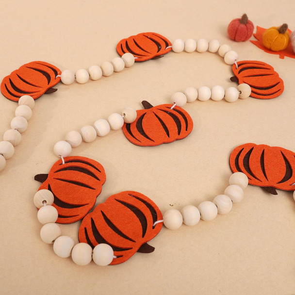 Fall Decor, Fall Decorations for Home, Felt Pumpkins and Wood Beads Garland - Fall Pumpkin Garland for Mantle, Fall Pumpkin Wall Decor, Halloween Decorations Indoor Fall Decor, Fall Decorations for Home, Felt Pumpkins and Wood Beads Garland - Fall Pumpkin Garland for Mantle, Fall Pumpkin Wall Decor, Halloween Decorations Indoor