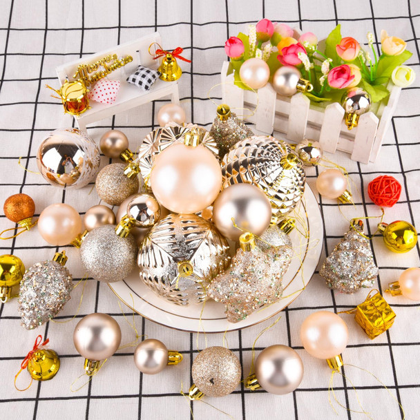 60 Pcs Christmas Ball Ornaments Set,Champagne Gold Shatterproof Plastic Christmas Tree Ornaments Balls for Indoor and Outdoor Holiday Party Wedding Thanksgiving Christmas Decoration