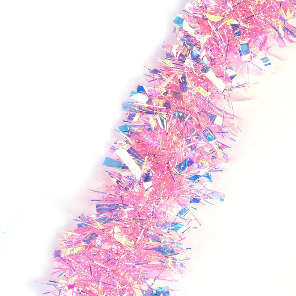 LOMIMOS 17 Ft Easter Christmas Tinsel Garland,Pink Glittering Decoration for Xmas Tree Party Wedding Supplies