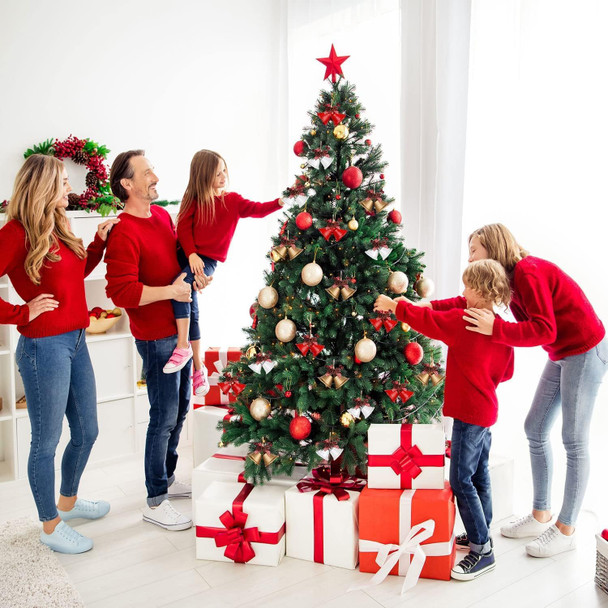 Red Christmas Bells Ornament, Tree Hanging Ornament Metal Jingle Bells for Christmas Decoration Holiday Party Supplies (6Pcs)