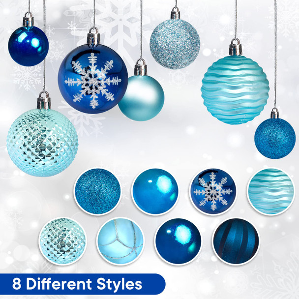 LOVEINUSA 100PCS Shatterproof Christmas Ornament Ball Set, Assorted Glitter Baubles for Tree Decorations and Wreaths