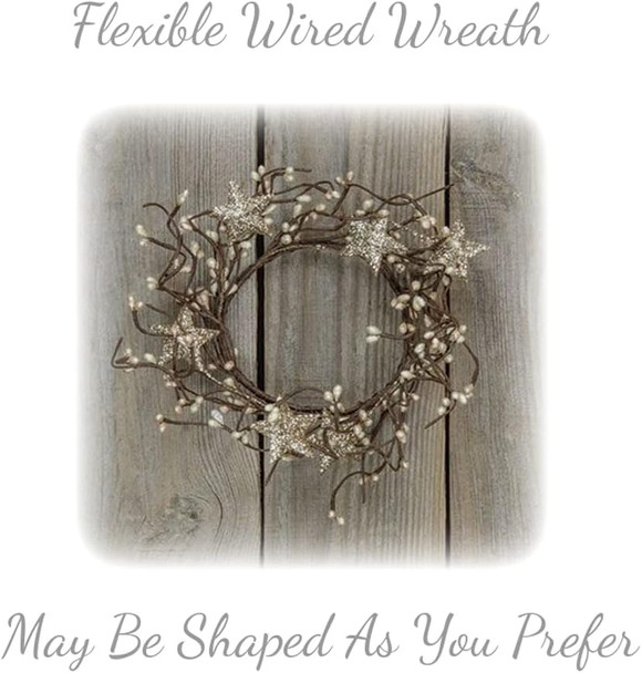 Silver Mini Wreath, Star Candle Ring, Accent for Statues, Lanterns, Nativity, Candleholders, Doors, Windows, Centerpieces, Wall, Cabinets, Farmhouse Decor Country, Primitive Glitter Wreaths