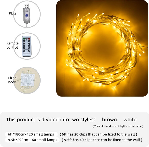 Enchanted Willow Vine Lights with Remote, Christmas Swags Decorations Indoor Room Decor with 40 Clips, 20 Branches 160 LEDs Lighted Willow Vine Lights for Walls Bedroom Home Decor