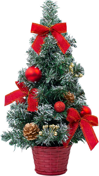 Tabletop Mini Christmas Tree, 15.74" Artificial Christmas Tree Miniature Pine Christmas Tree Perfect for Christmas Decorations, Home, Kitchen, Dining Table（Red）