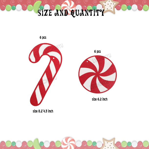Candy Cane Banner Glittery Christmas Candy Cane Banner Xmas Christmas Gingerbread Winter Birthday Candies Theme Party Decoration Supplies Red and White