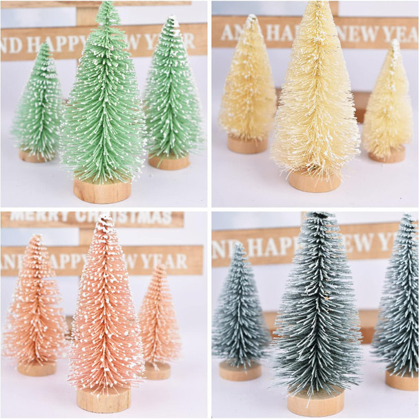 Lvydec 30 Pack Artificial Mini Christmas Trees Decoration, Colorful Mini Pine Tree with Wood Base Bottle Brush Trees for Christmas Decor