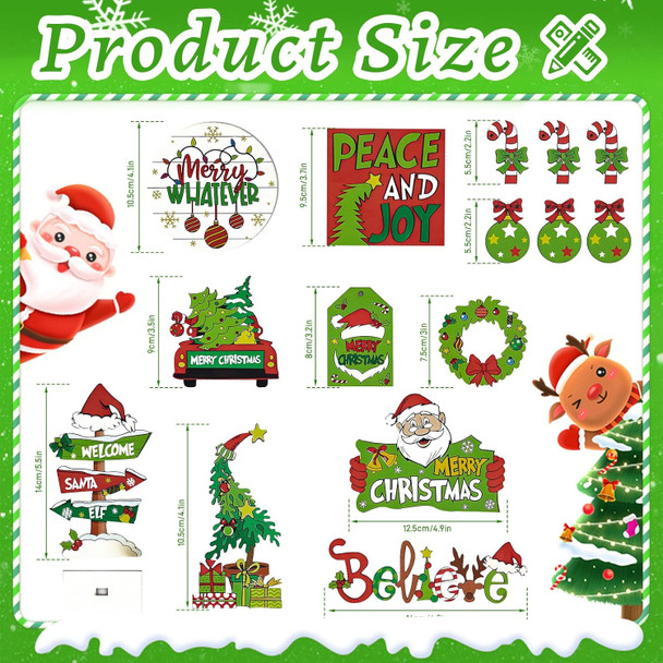 Christmas Tiered Tray Decor Set Gnomes Farmhouse Decor Winter Snow Wooden Signs Indoor Rustic Xmas Green Table Wreath Snowmobile Santa Claus Hat Tabletop for House Kitchen Party Festival