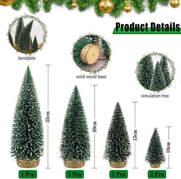 Desktop Miniature Pine Tree Mini Christmas Trees Tabletop Christmas Tree Small Pine Tree Bottle Brush Trees for Christmas Decor Christmas Party Home Table Craft Decorations