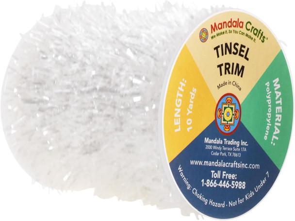 Mandala Crafts White Tinsel Garlands Mini Garland Christmas Tree Garland Christmas White Garland Decorations - Thin Metallic Foil Glitter Garlands Party Wedding Decor