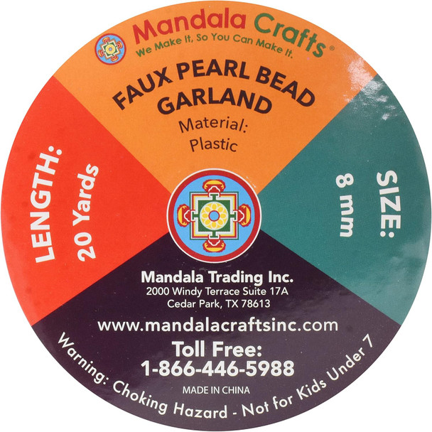 Mandala Crafts Faux Teal Pearl Beads Garland - 8mm 20 Yds Teal Pearl Strands Spool Pearl String Bead Roll for Wedding Party Christmas Tree Decoration