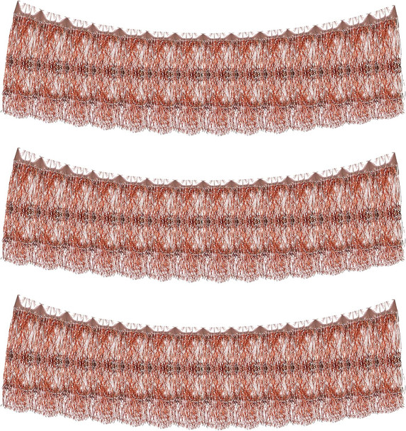 Mandala Crafts Rose Gold Tinsel Garland - Tinsel Icicles Rose Gold Tinsel Fringe Garland - 20 in X 20 Ft Long Metallic Tinsel Foil Fringe Banner for Christmas Tree Xmas Holiday Party Decoration