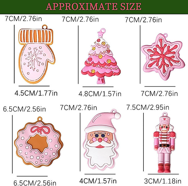 12pcs Christmas Gingerbread Man Ornaments for Christmas Tree Decorations Assorted Plastic Pink Gingerbread Figurines Christmas Holiday Decorations 3 Inch Tall