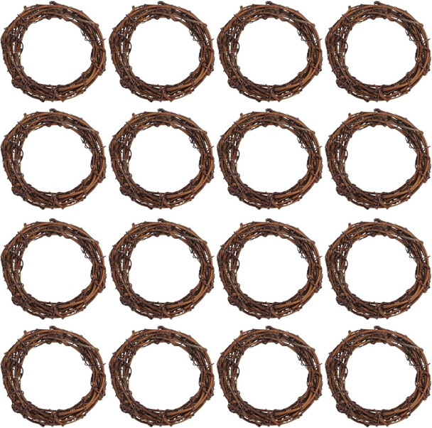 Grapevine Wreath Set, Marrywindix 16 Pieces Natural Vine Branch Wreath Christmas DIY Rattan Wreath Garland for Christmas Holiday Craft Wedding Decor (3 in.) Grapevine Wreath Set, Marrywindix 16 Pieces Natural Vine Branch Wreath Christmas DIY Rattan Wreath Garland for Christmas Holiday Craft Wedding Decor (3 in.)