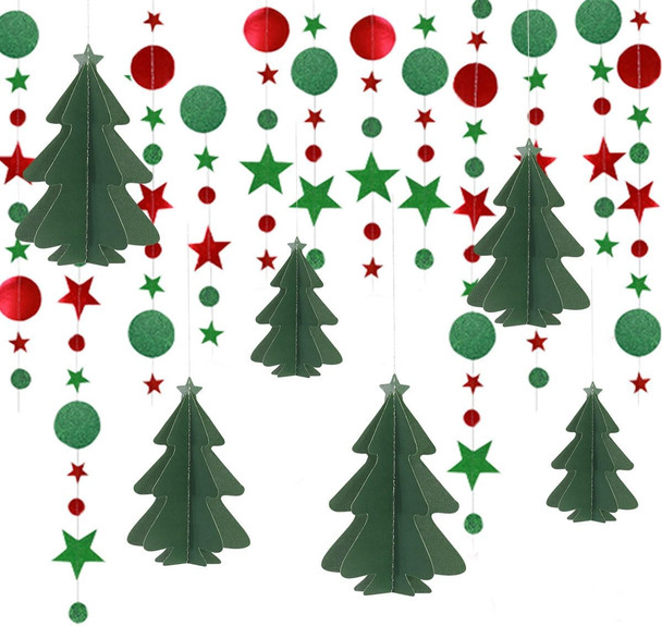 Christmas Decorations,3D Christmas Tree Paper Streamers Party Banner Garland Christmas Party Decorations Hanging Decor,Christmas Party Home Office Decorations Party Supplies