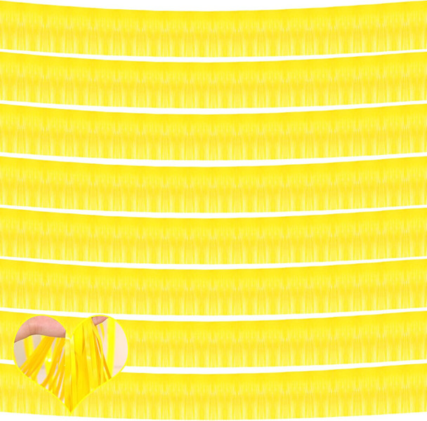 10 Pack 10 Feet Foil Fringe Garland Metallic Tinsel Banner Wall Hanging Curtain Streamers Backdrop for Parade Floats Bachelorette Wedding Birthday Party Thanksgiving Christmas Decorations(Yellow)