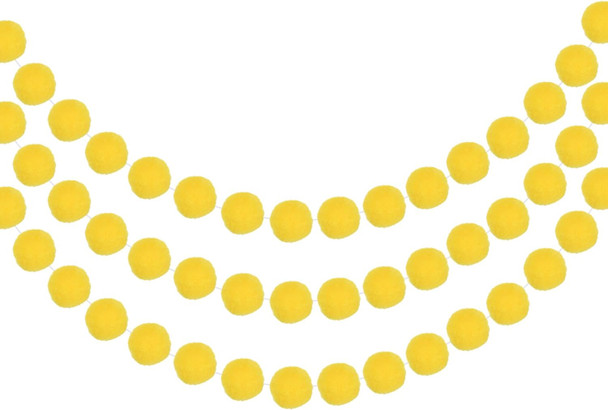 MECCANIXITY 3Pcs Felt Ball Garland Yellow Pom Pom Garland Handing Balls 7.55 Feet Long 20 Balls Party Banner Decor for Christmas Birthday Party Decoration