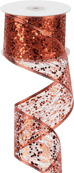 MEEDEE Red Glitter Ribbon Wire Mesh Ribbon with Sparkle Red Christmas Ribbon 2.5 Inch Metallic Ribbon Red Wired Ribbon for Christmas Tree Decoration, Ribbon Garland, Wreath Bow Making (25 Yards)