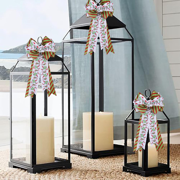 Large Red Green Gillter Stripes Christmas Bow 20x10 Inch Candy Elf Leg Ribbon With Snowdrift Wreath Bows for Outside Tree Topper Bow Garland Home Indoor Outdoor Party Decor(Christmas)