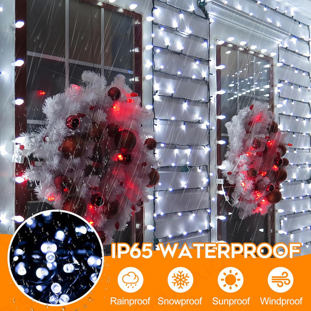 66FT 200 LED Christmas Lights with Timer, Twinkle Fairy Lights String with 8 Flashing Modes String Lights for Indoor Bedroom Outdoor Christmas Trees Garland Wreath Holiday Decorations, Cool White