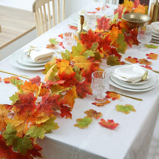 MIZII Fall Decor 3 Strands Artificial Maples Leaf Garland 6FT Autumn Maple Leaves Vines Fall Garland for Thanksgiving Halloween Home Porch Mantle Fireplace Farmhouse Harvest Decorations (Maple)