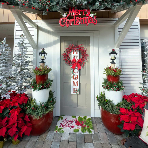 18 Inch Artificial Christmas Wreath for Door Red Berry Wreath Xmas Holiday Winter Wreath with Bowknot Christmas Wreath Decorations for Front Door Home Indoor Outdoor Farmhouse Wall Window 18 Inch Artificial Christmas Wreath for Door Red Berry Wreath Xmas Holiday Winter Wreath with Bowknot Christmas Wreath Decorations for Front Door Home Indoor Outdoor Farmhouse Wall Window