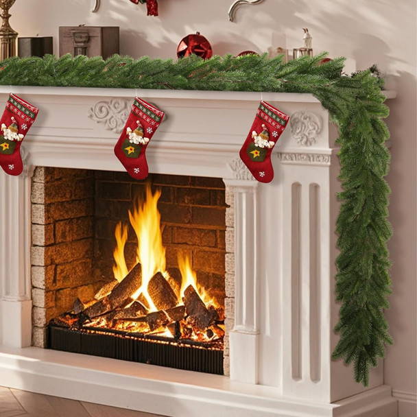 6ft Artificial Christmas Pine Garland, Real Touch Greenery Winter Garland Decor for Home, Fireplace, Wall, Porch, Table, Mantle, Indoor Outdoor Decoration