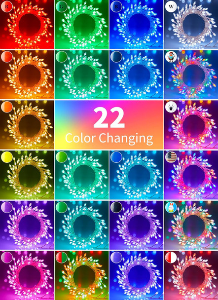 Moonflor 10FT Fairy Lights Color Changing - 100 LED 22 Colors Cluster Fairy Lights with Remote, Firecracker String Lights with 12 Modes, Halloween Fairy Lights for Bedroom Indoor Classroom Christmas
