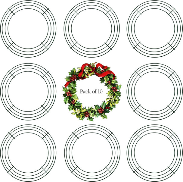 10 Inch Christmas Wire Wreath Frame Metal Wreath Form Front Door Wreath Ring for Year Decors Crafts DIY，10 Pack