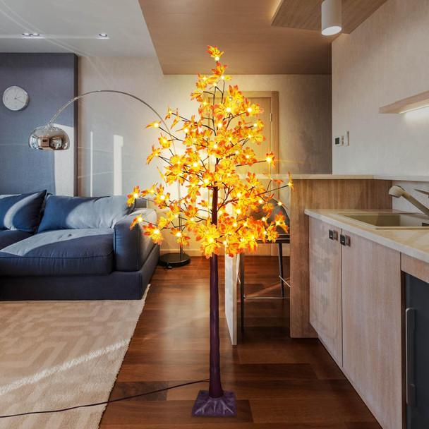 Mycznsyard 120 LED Maple Tree Light 6Ft Lighted Maple Tree 16.4FT Plug in 8 Modes for Outdoor Holiday Decor Christmas Wedding Easter Halloween Thanksgiving Fall（Warm White）