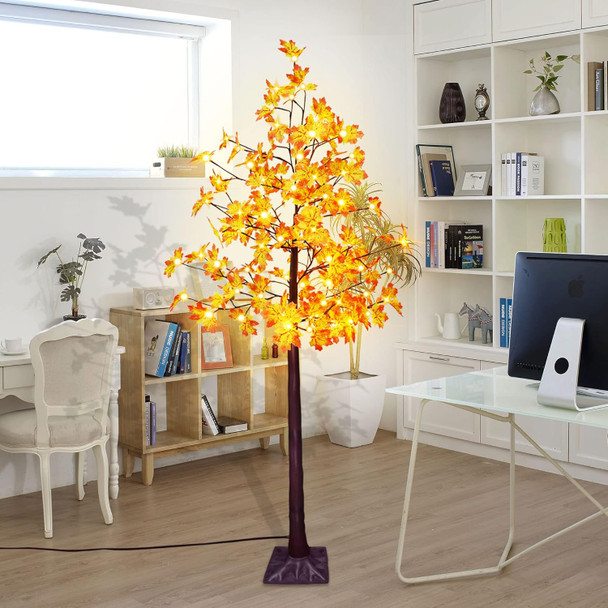 Mycznsyard 120 LED Maple Tree Light 6Ft Lighted Maple Tree 16.4FT Plug in 8 Modes for Outdoor Holiday Decor Christmas Wedding Easter Halloween Thanksgiving Fall（Warm White）