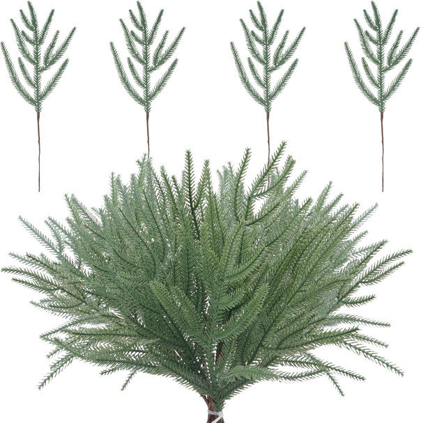 20 PCS Christmas Norfolk Pine Picks, 17'' Artificial Norfolk Pine Branches, Artificial Pine Sprigs for DIY Garland Crafts Christmas Embellishing and Home Garden Decoration