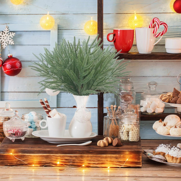 20 PCS Christmas Norfolk Pine Picks, 17'' Artificial Norfolk Pine Branches, Artificial Pine Sprigs for DIY Garland Crafts Christmas Embellishing and Home Garden Decoration