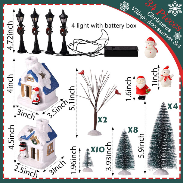 Namalu 34 Pieces Christmas Village Houses Set, Mini Christmas Trees Christmas Accessories Set Santa Snowman Street Lamps for Christmas Village Miniature Town Home Table Top Decoration(Cute Style) Namalu 34 Pieces Christmas Village Houses Set, Mini Christmas Trees Christmas Accessories Set Santa Snowman Street Lamps for Christmas Village Miniature Town Home Table Top Decoration(Cute Style)