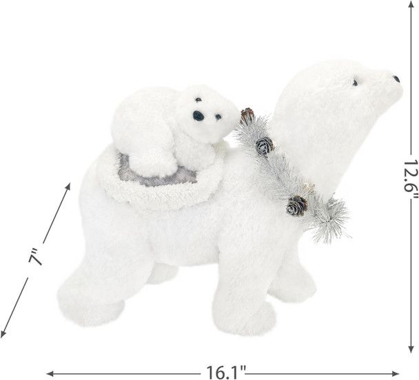 Nature Vibe 12.6 Inches White Faux Fur Polar Bear Christmas Decorations with Garland,Christmas Polar Animal Baby Bear and Mom as Winter Wonderland Decorations, Christmas Home Decor Nature Vibe 12.6 Inches White Faux Fur Polar Bear Christmas Decorations with Garland,Christmas Polar Animal Baby Bear and Mom as Winter Wonderland Decorations, Christmas Home Decor