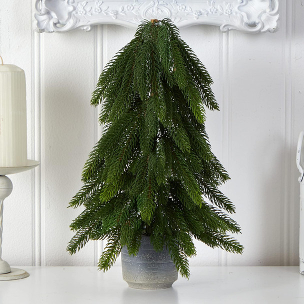 Nearly Natural 17in. Christmas Pine Artificial Tree in Decorative Planter