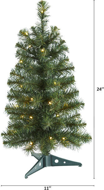 Nearly Natural 2ft. Green Artificial Christmas Tree with 35 LED Lights and 72 Bendable Branches