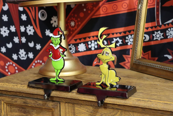 Christmas Stocking Holder - Set of 4 Stocking Hangers Christmas Thief, Christmas Tree, Dog, Girl Christmas Stocking Hooks Christmas Decoration for Fireplace, Shelf,Staircases