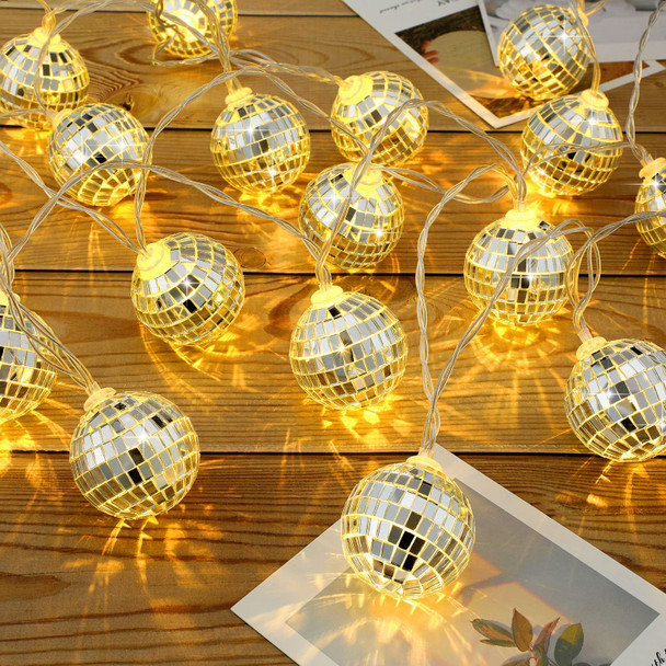 Nosiny 40 LED Disco Ball Mirror String Lights, Multicolor, Indoor/Outdoor, 3m/9.84ft per piece