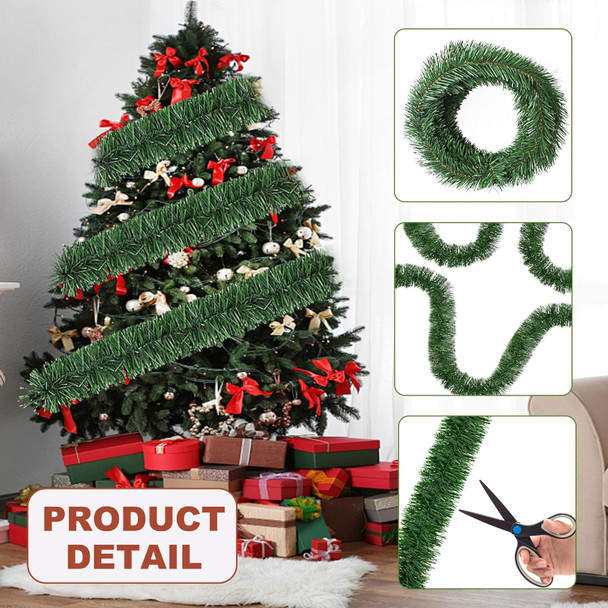 54 Feet Christmas Garland - 3 Stands Artificial Evergreen Garland Soft Greenery Garland Set for DIY Christmas Decoration, Non-Lit Indoor Outdoor Garlands for Stair Railing/Mantle/Holiday/Party Decor