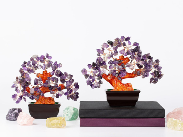 Natural Amethyst Crystal Money Tree for Office Home Room Desk Decor Spiritual Meditation Positive Energy Feng Shui Crystals Healing Stones Luck Wealth Bonsai Trees Birthday s for Women