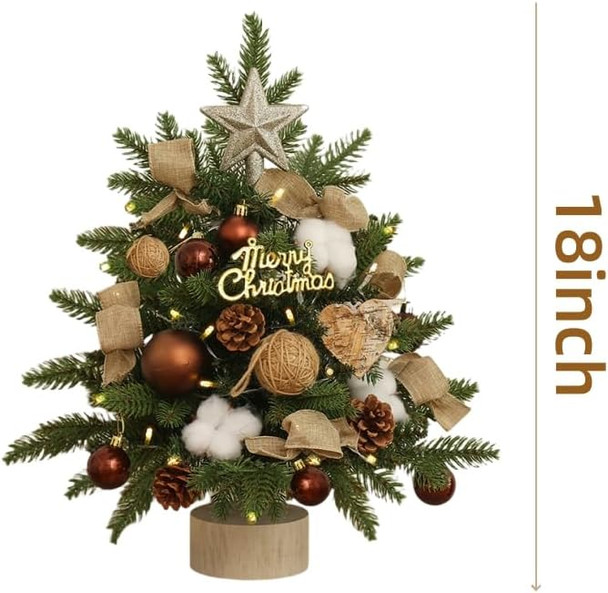 Christmas Tree for Tabletop Decoration, Mini Artificial Christmas Tree with Hanging Ornaments and Presents for Year Holiday Home Decorations