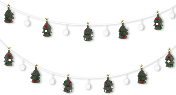 OAOLEER Boho Christmas Tree Tassels Garland, Christmas Banner Decor for Holiday Cottage Mantel, Kids Bedroom, Nursery, Baby Shower, Woodland and Playroom Decors