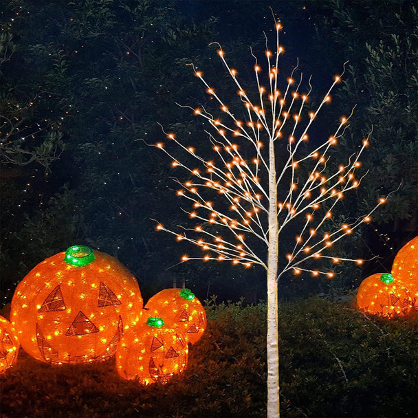 7 FT Colorful Birch Tree with Lights for Christmas, 150 LED Colors Changing Light Up White Tree, Prelit Birch Tree with Remote Outside Artificial Branches for Halloween Holiday Party Home Garden Decor