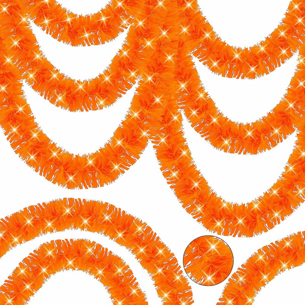 Halloween Decorations,33FT Halloween Tinsel Garland Orange Shiny Metallic Hanging Garland Halloween Garland for Home Tree Indoor Outdoor Party Halloween Decor