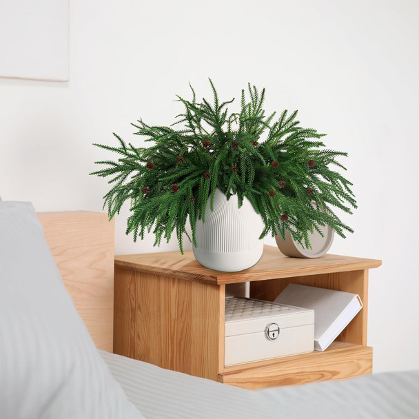 16 Pcs Christmas Norfolk Pine Branches Picks,18" Extra Length Artificial Xmas Branches Plants Pine Stems Needles, Fake Greenery Norfolk Pine Stems Sprigs for DIY Craft Garland Home Garden Decor